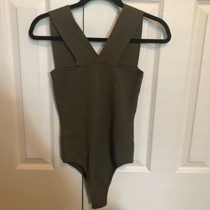 LF Seek the Label Square Neck Bondage Bodysuit Olive / Army Green Sleeveless